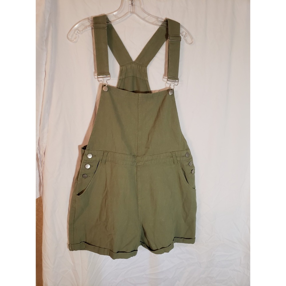 Women's Hyfve Green Denim Short Overalls Size L